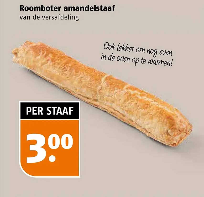 Roomboter amandelstaaf van de versafdeling