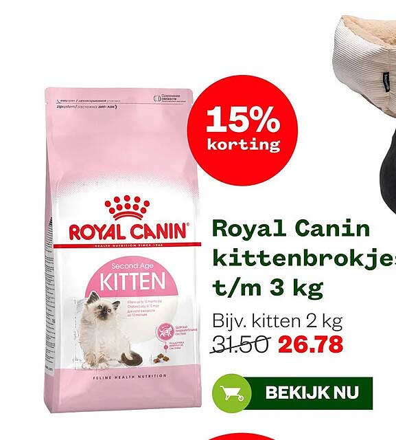 Royal Canin kittenbrokjes t/m 3 kg 15% korting