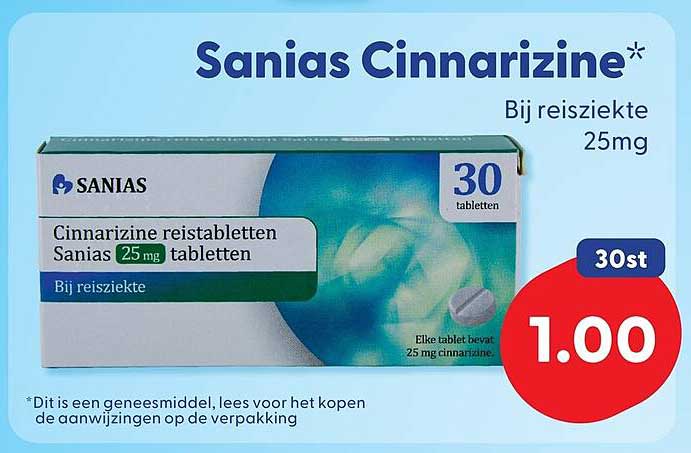 Sanas Cinnarizine* Bij reisziekte 25mg 30st