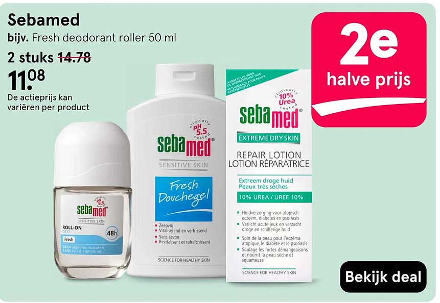 Sebamed bijv. Fresh deodorant roller 50 ml 2e halve prijs