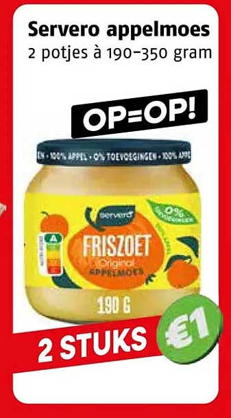 Servero appelmoes 2 potjes à 190–350 gram OP=OP! 2 STUKS