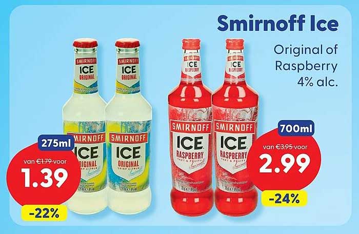 Smirnoff Ice Original of Raspberry 4% alc.