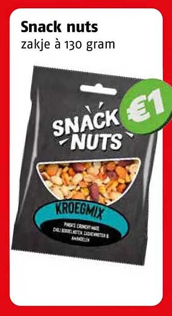 Snack nuts zakje à 130 gram