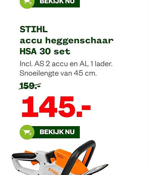 STIHL accu heggenschaar HSA 30 set