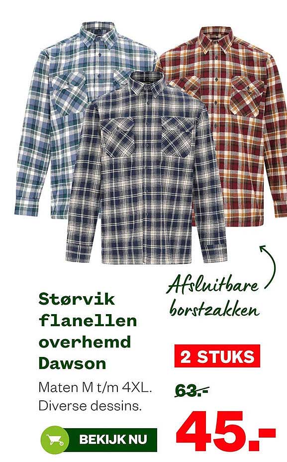Størvik flanellen overhemd Dawson 2 STUKS