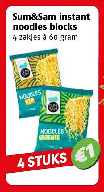 Sum&Sam instant noodles blocks 4 zakjes à 60 gram 4 STUKS