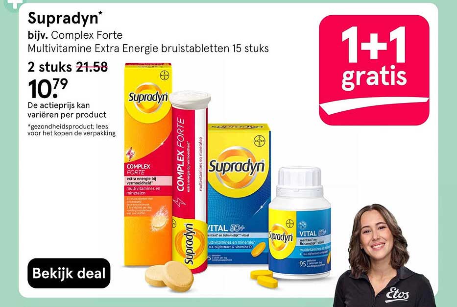 Supradyn* bijv. Complex Forte Multivitamine Extra Energie bruistabletten 15 stuks 1+1 gratis
