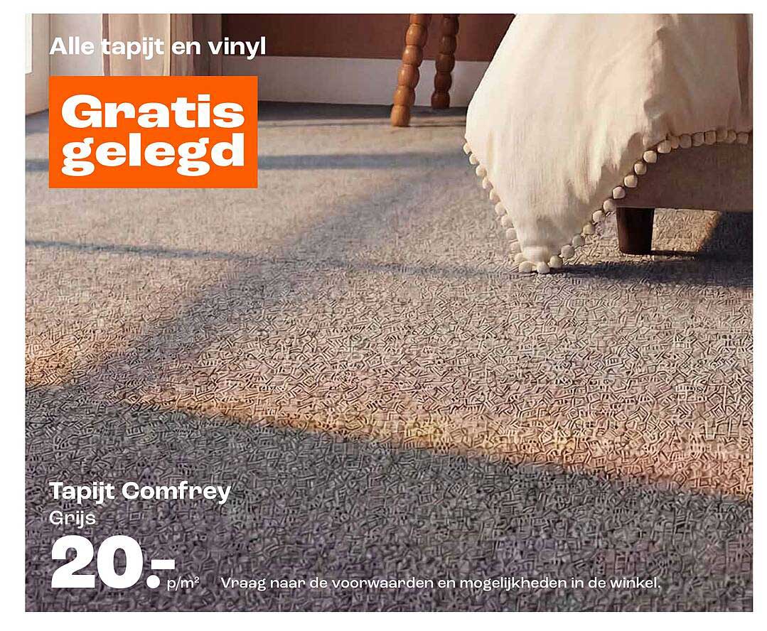 Tapijt Comfrey Grijs Gratis gelegd