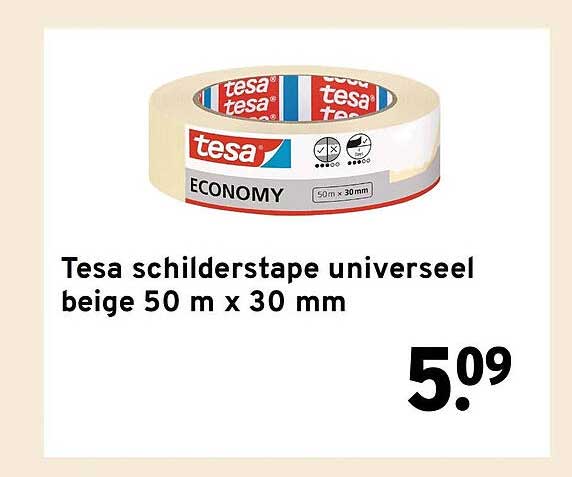 Tesa schilderstape universeel beige 50 m x 30 mm