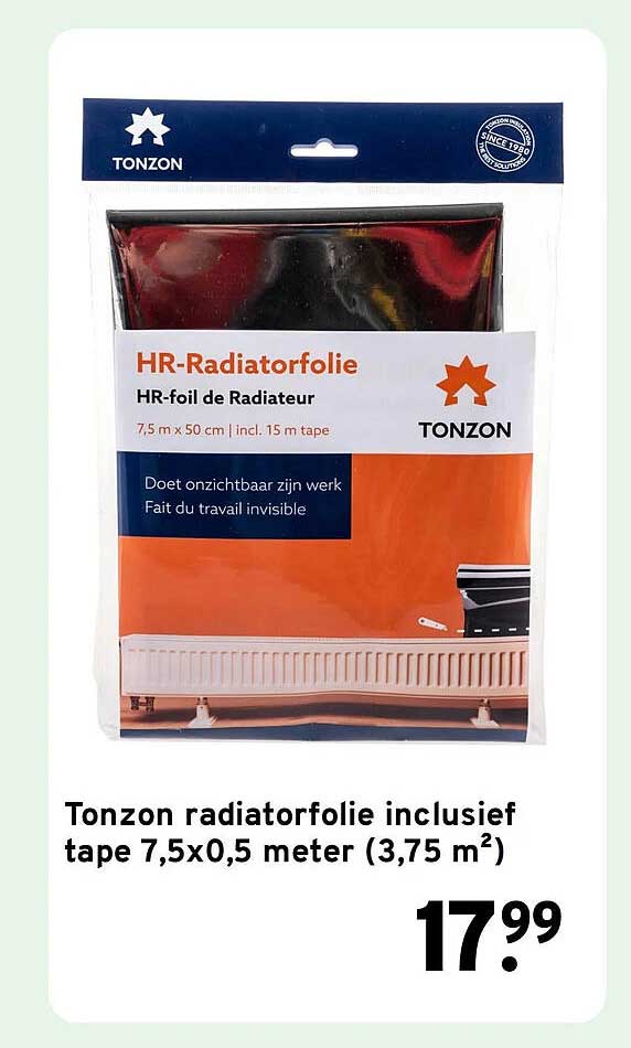 Tonzon radiatorfolie inclusief tape 7,5x0,5 meter (3,75 m²)