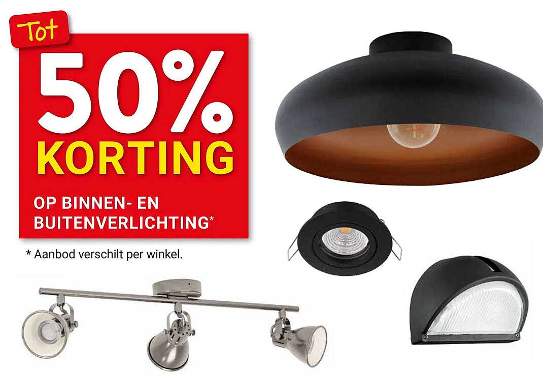 Tot 50% korting op binnen- en buitenverlichting*