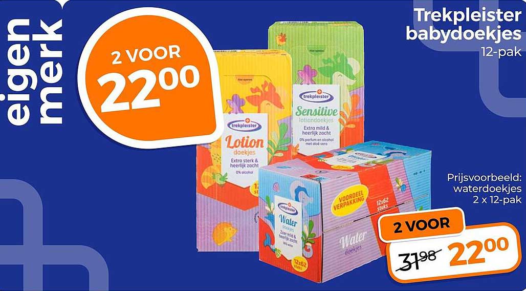 Trekpleister babdoekjes 12-pak 2 voor 22,00