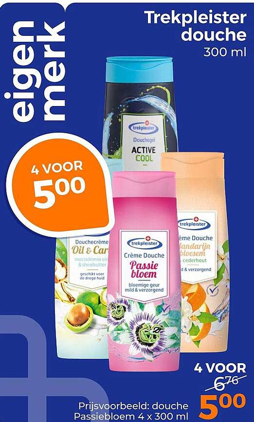 Trekpleister douche 300 ml 4 voor 5 00