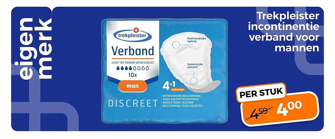 Trekpleister incontinentie verband voor mannen PER STUK