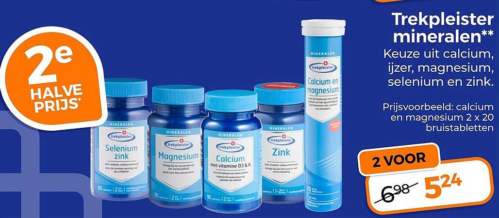 Trekpleister mineralen 2e halve prijs