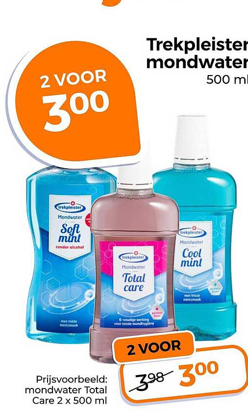Trekpleister mondwater 500 ml 2 VOOR 3,00