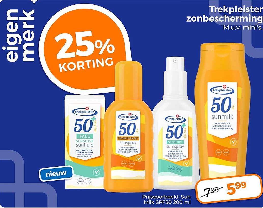 Trekpleister zonbescherming 25% korting