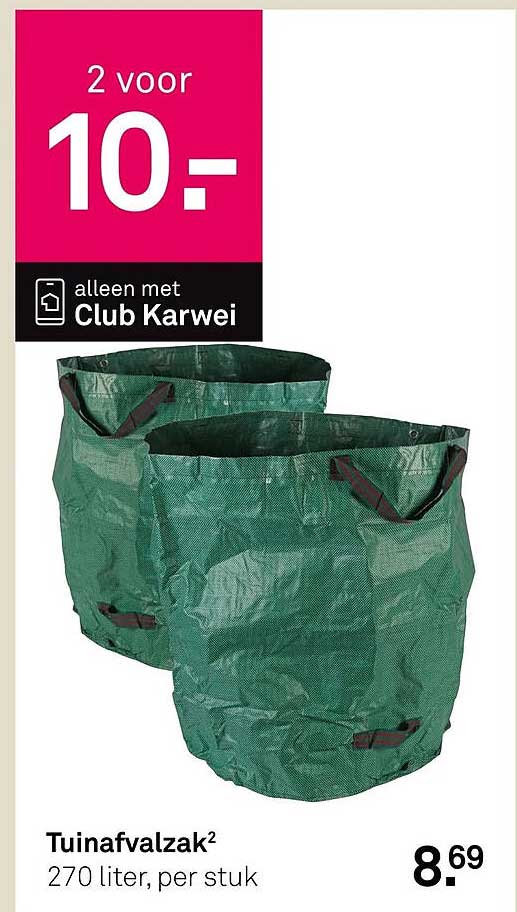 Tuinafvalzak² 270 liter, per stuk 2 voor 10-