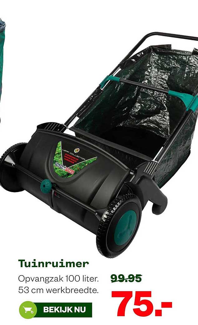 Tuinruimer Opvangzak 100 liter. 53 cm werkbreedte.