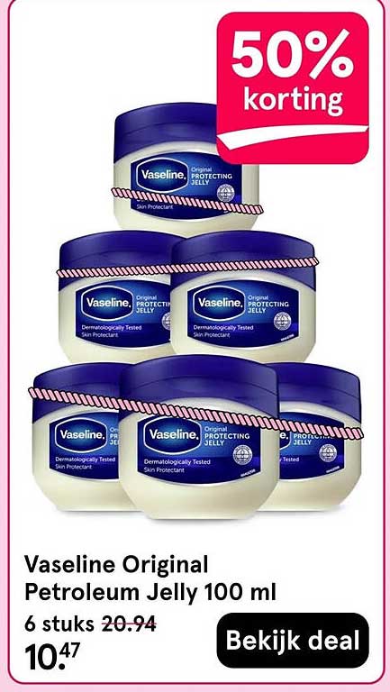 Vaseline Original Petroleum Jelly 100 ml 6 stuks 50% korting