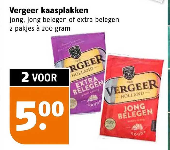 Vergeer kaasplakken jong, jong belegen of extra belegen 2 pakjes à 200 gram