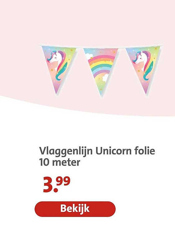 Vlaggenlijn Unicorn folie 10 meter