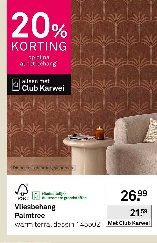 Vliesbehang Palmtree warm terra, dessin 145502 20% KORTING