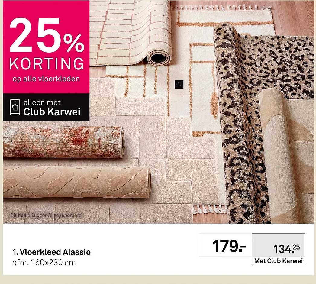 Vloerkleed Alassio 25% korting op alle vloerkleden alleen met Club Karwei