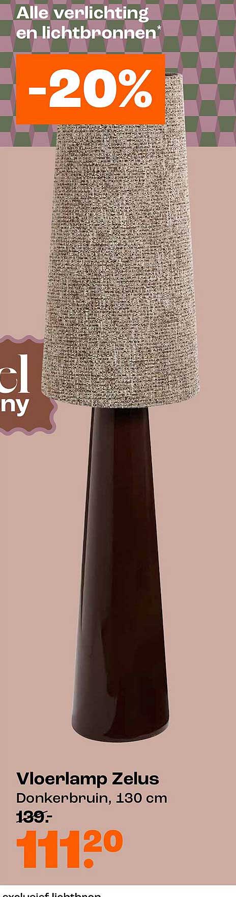 Vloerlamp Zelus Donker-bruin, 130 cm