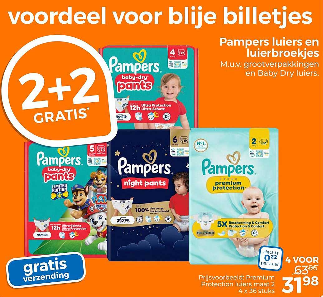 voordeel voor blije billetjes 2+2 GRATIS