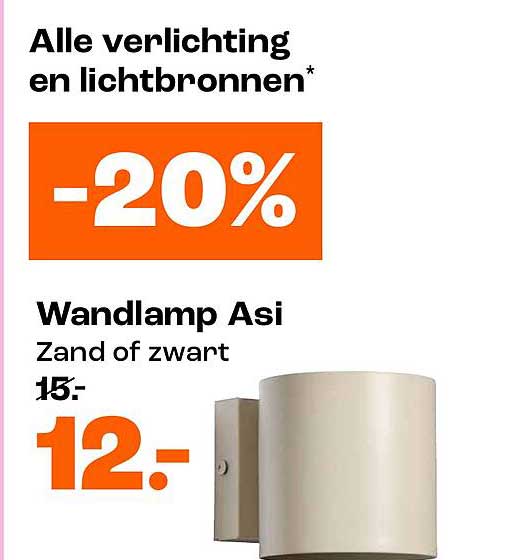 Wandlamp Asi Zand of zwart -20%
