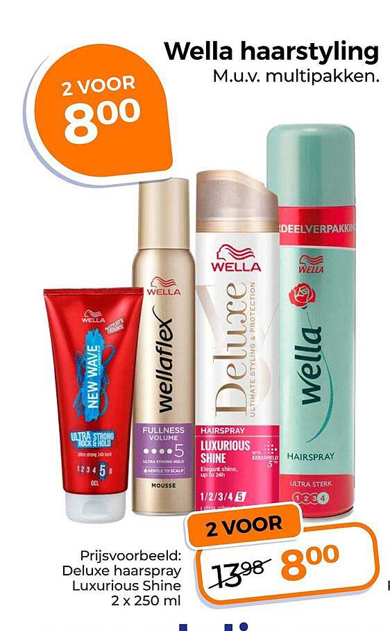 Wella haarstyling M.u.v. multipakken. 2 VOOR 8,00