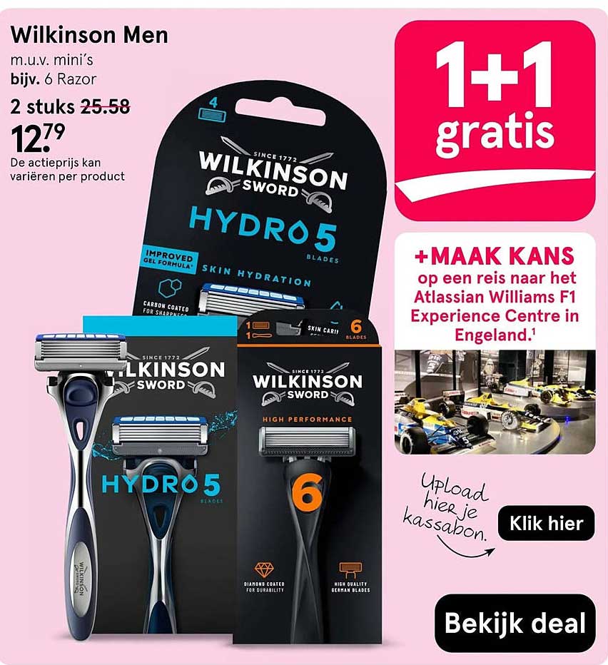 Wilkinson Men m.u.v. mini’s bijv. 6 Razor 1+1 gratis