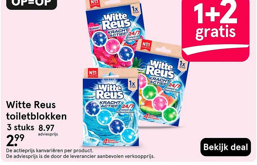 Witte Reus toiletblokken 3 stuks 1+2 gratis
