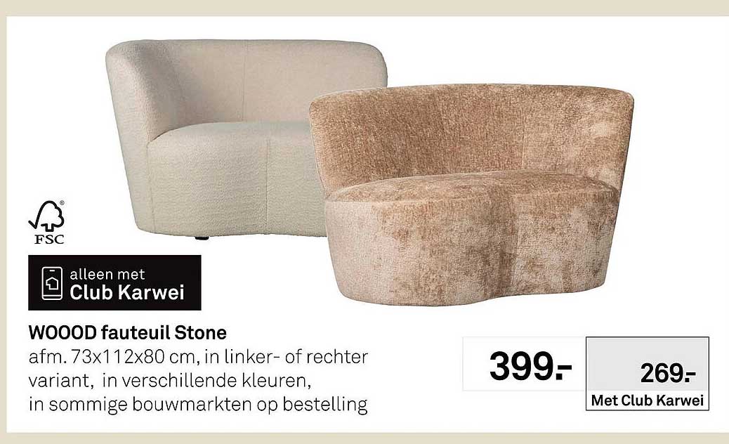 WOOOD fauteuil Stone