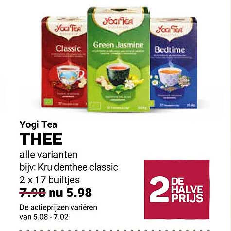 Yogi Tea THEE alle varianten bijv: Kruidenthee classic 2 x 17 builtjes 2e halve prijs