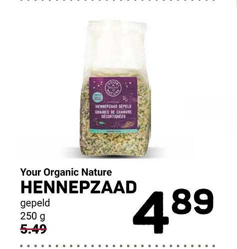 Your Organic Nature HENNEPZAAD gepeld 250 g