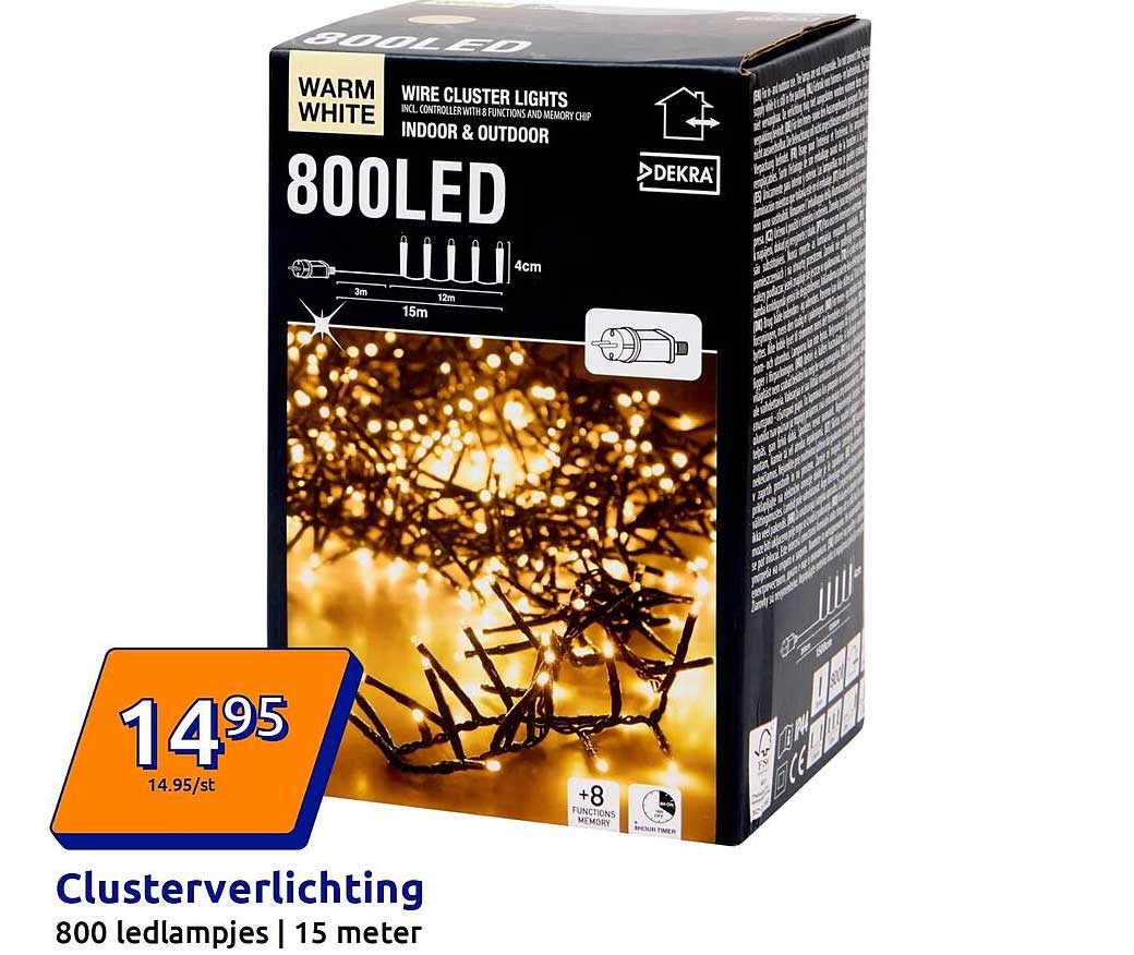 Clusterverlichting 800 ledlampjes | 15 meter