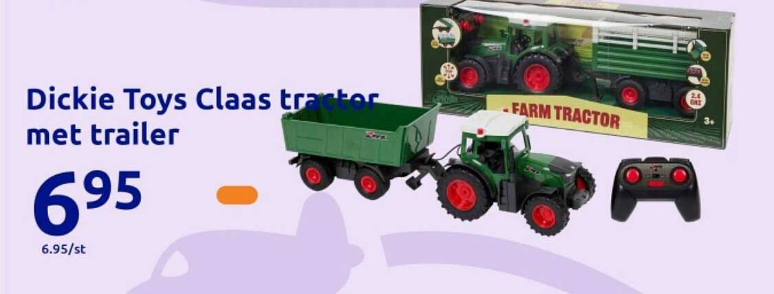 Dickie Toys Claas tractor met trailer