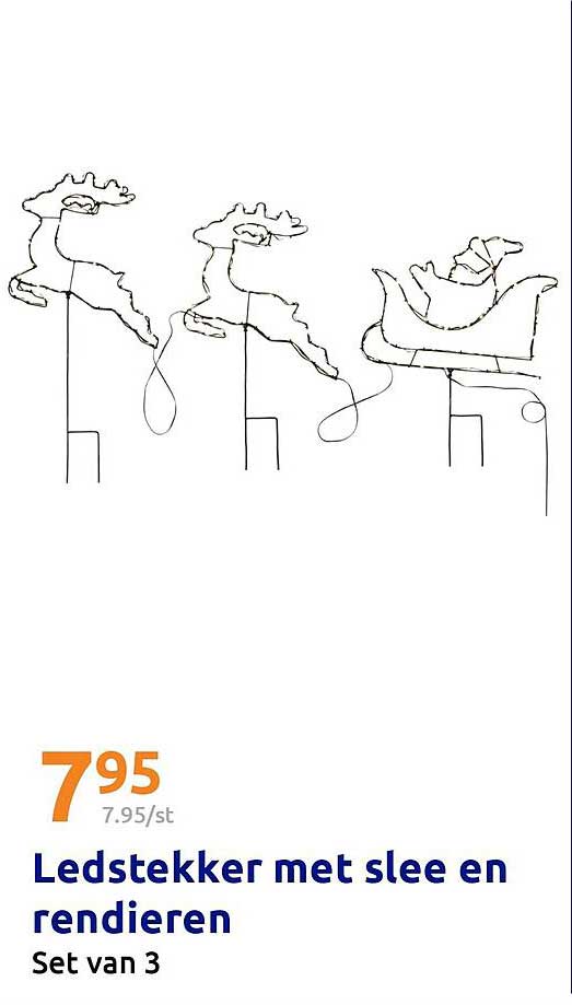 Ledstekker met slee en rendieren
