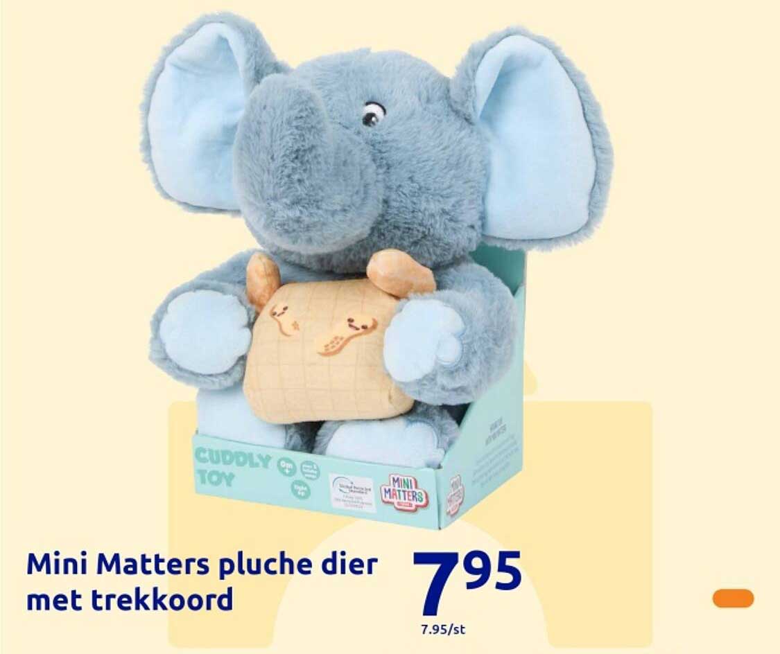 Mini Matters pluche dier met trekkkoord