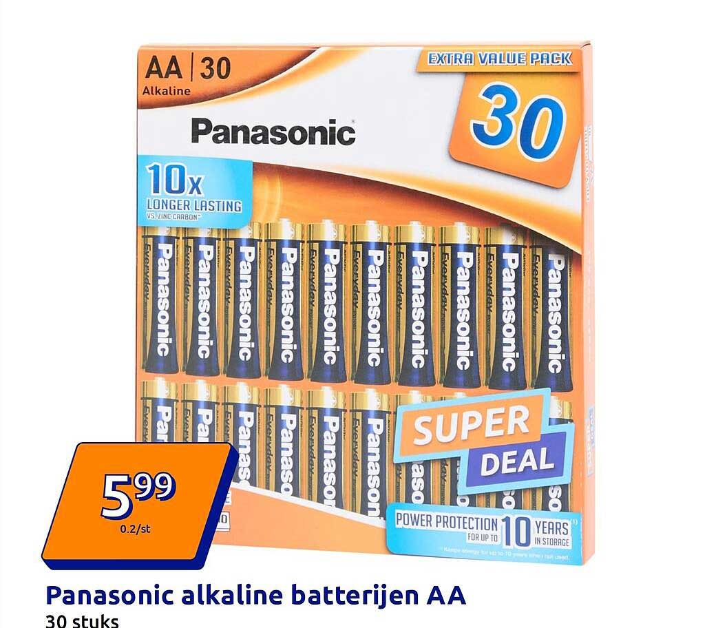 Panasonic alkaline batterijen AA 30 stuks