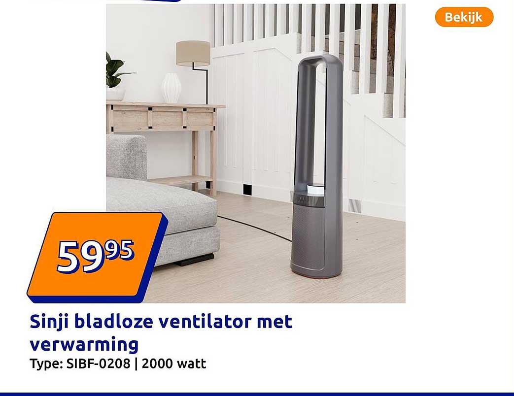 Sinji bladenloze ventilator met verwarming