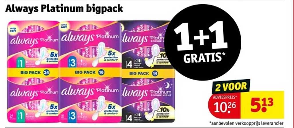 Always Platinum Bigpack Aanbieding bij Kruidvat - FolderFeest.nl