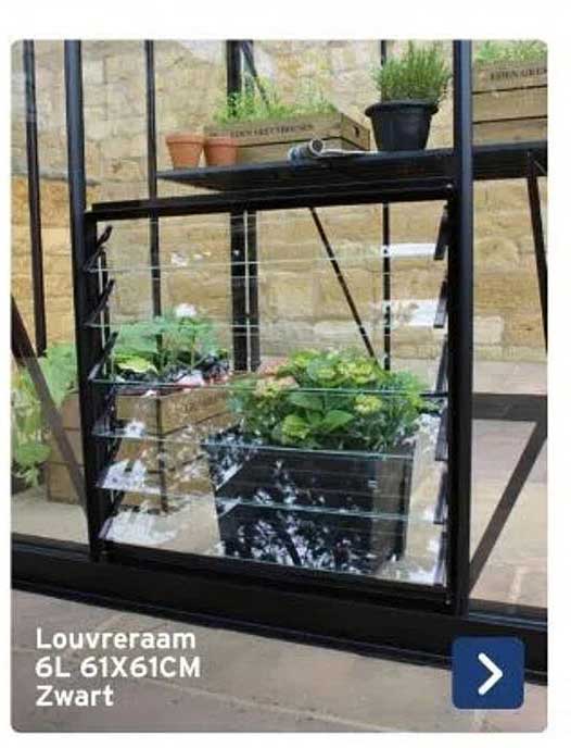 Louvre raam 6L 61X61CM Zwart