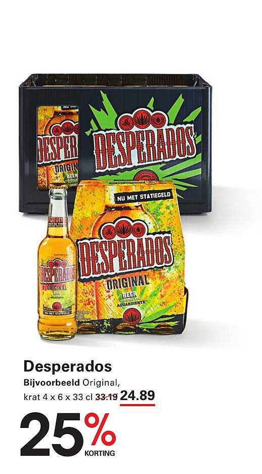 Desperados Bijvoorbeeld Original, krat 4 x 6 x 33 cl
