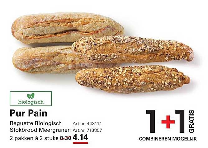 Pur Pain Baguette Biologisch Stokbrood Meerg granen