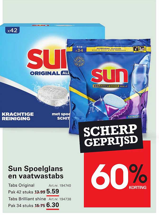 Sun Spoelglans en vaatwastabs