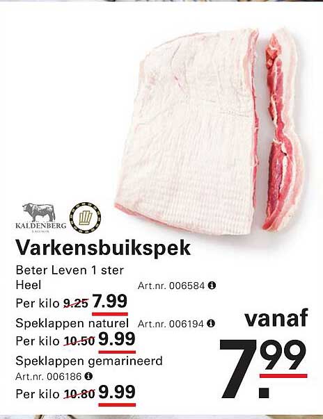 Varkensbuikspek Beter Leven 1 ster Heel