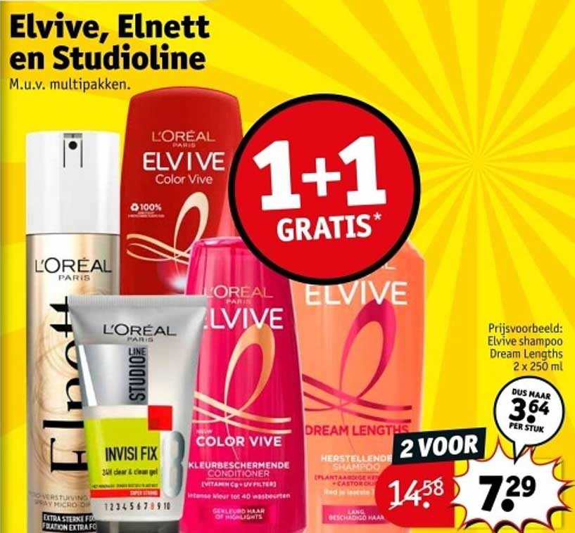 1+1 GRATIS* op Elvive, Elnett en Studioline